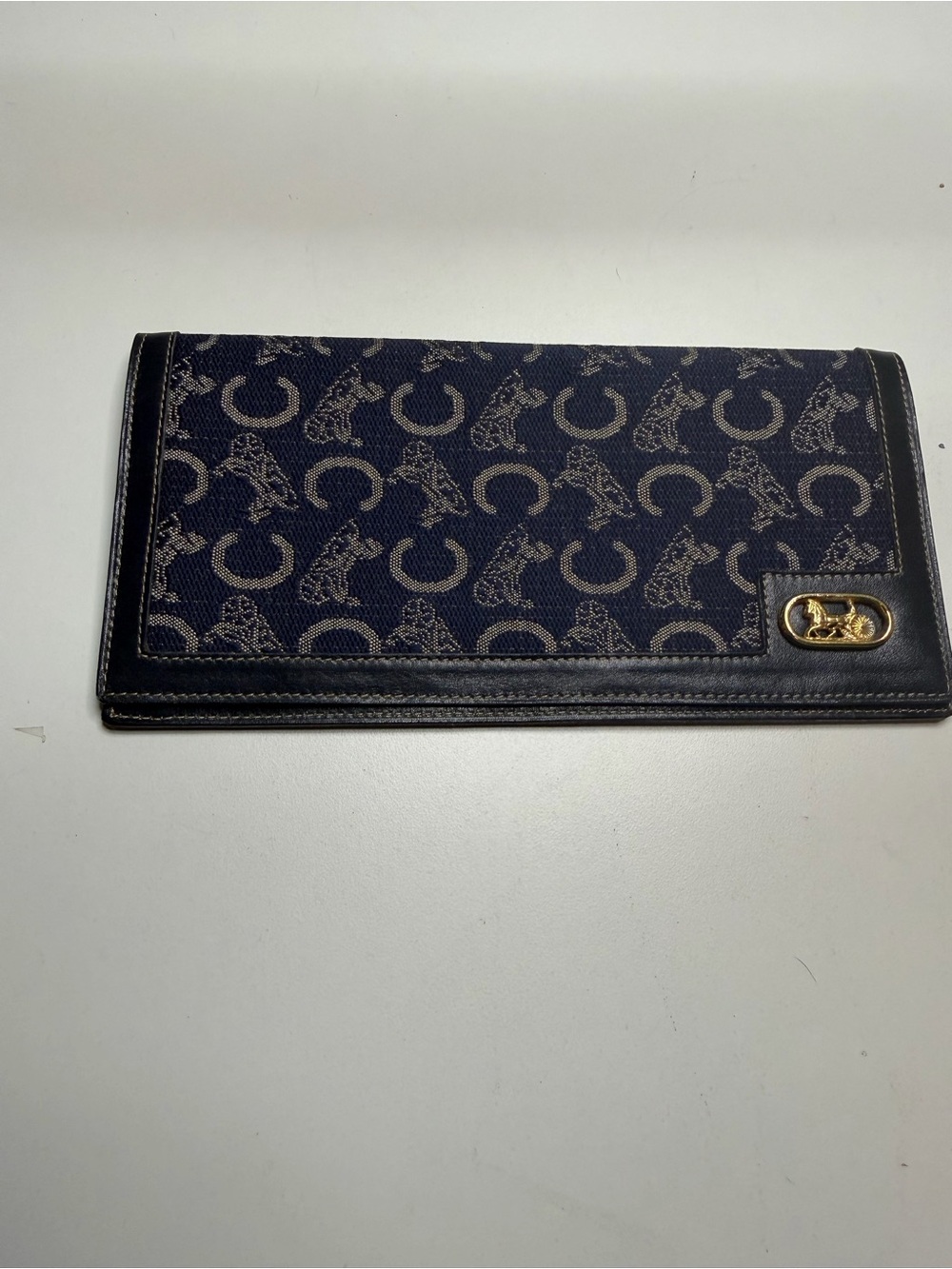 Celine Black Leather Passport Cover with Gold Logo